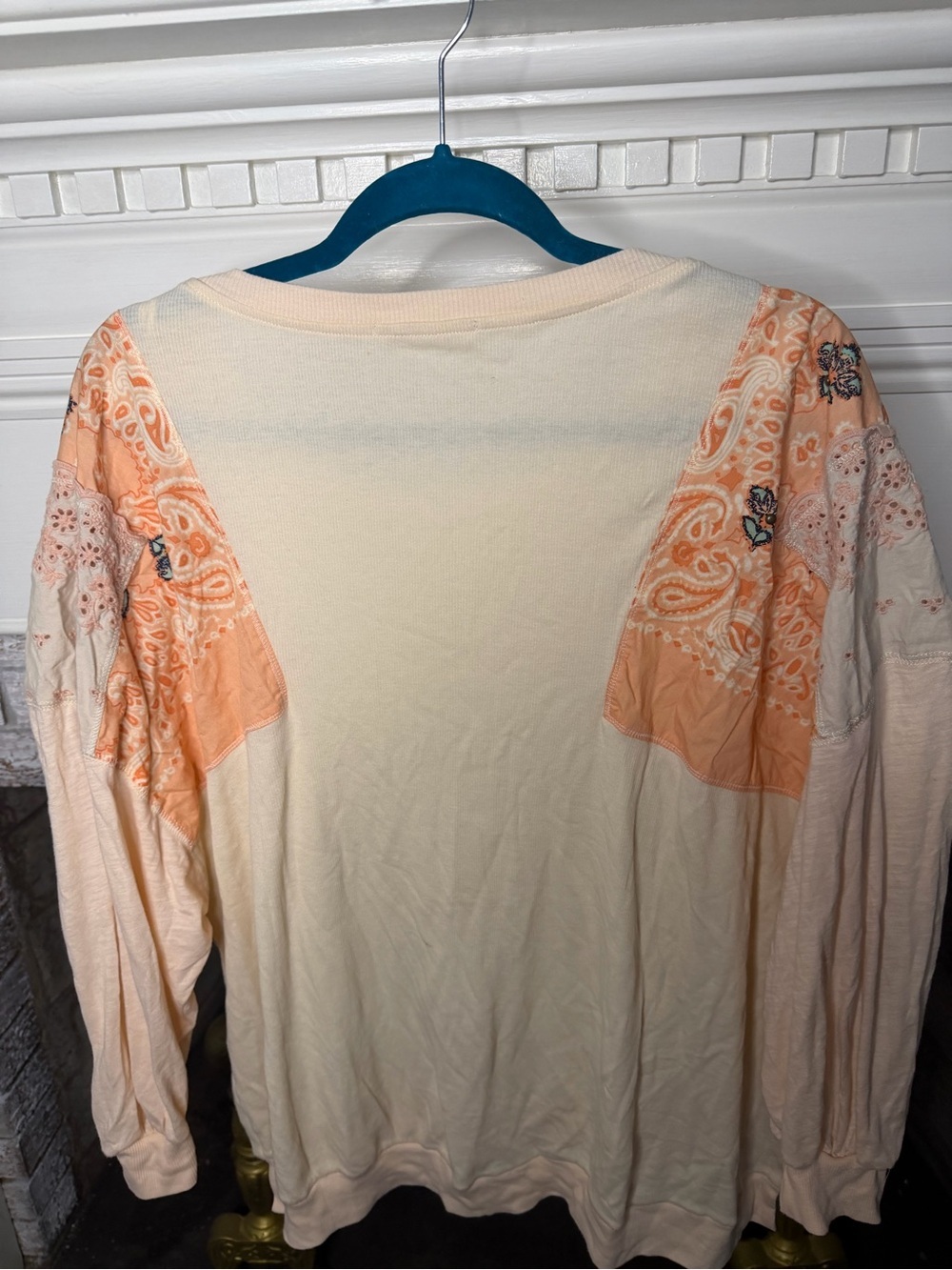 We The Free Cream Top with Peach Bandana Shoulder Panels - Picture 3 of 3